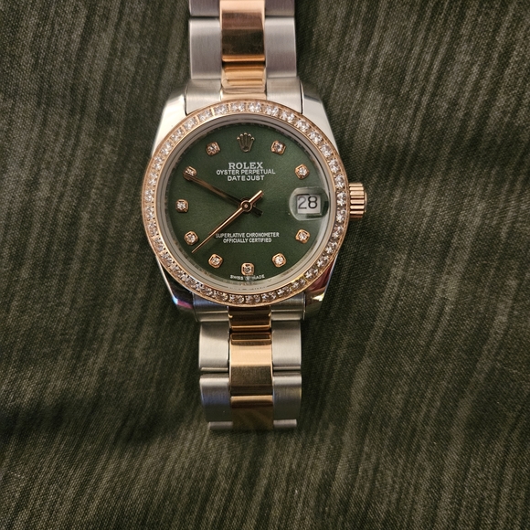 31mm Quartz Oyster Perpetual Datejust Two-Tone Simulated diamond bezel Watch - Picture 3 of 4